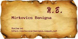 Mirkovics Benigna névjegykártya